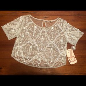 Chelsea & Violet Beaded Sheer Top